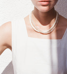 Peach Aventurine Gold-Vermeil necklace /  BEADED