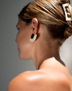 Gold-Vermeil white natural earring / HALF MOON