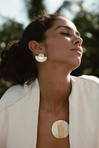 Gold-Vermeil white natural necklace /  MOON